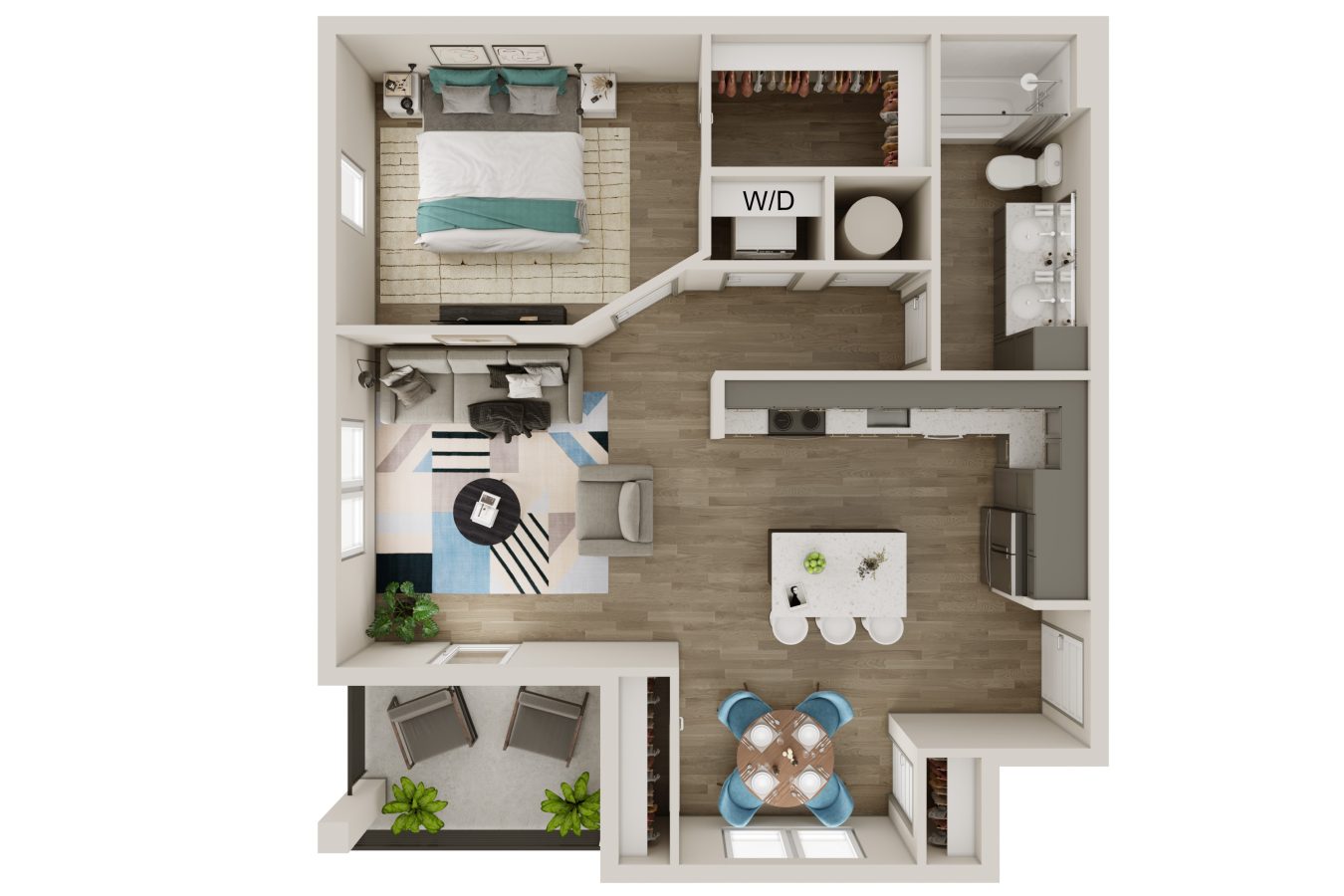 1 BEDROOM 746 SF